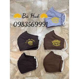 Khẩu Trang Vải đi chùa (Thêu Sen / A Di Đà Phật)