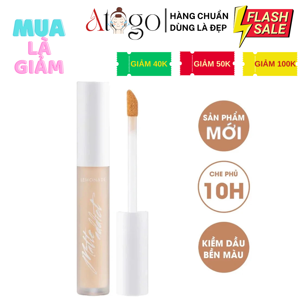 Kem che khuyết điểm kiềm dầu bền màu Lemonade Matte Addict Concealer 3g 4.9