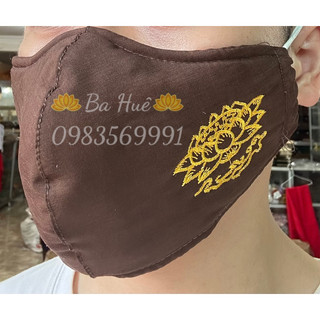 Khẩu Trang Vải đi chùa (Thêu Sen / A Di Đà Phật)