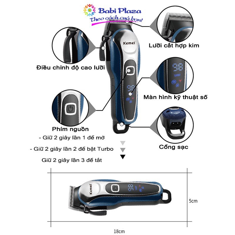 Tăng Đơ Cắt Tóc Chuyên Nghiệp KEMEI 1995, Hàng Chính Hãng, Bảo Hành Lên Đến 3 Năm, Tông Đơ Gia Đình Quà Tặng 4 Món