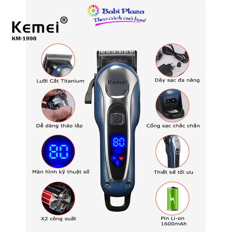 Tăng Đơ Cắt Tóc Chuyên Nghiệp KEMEI 1995, Hàng Chính Hãng, Bảo Hành Lên Đến 3 Năm, Tông Đơ Gia Đình Quà Tặng 4 Món