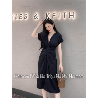 Đầm lụa HOTMOM cao cấp xoắn eo nhiều màu, váy bầu đầm bầu thời trang công sở thiết kế đẹp - HBZ-002
