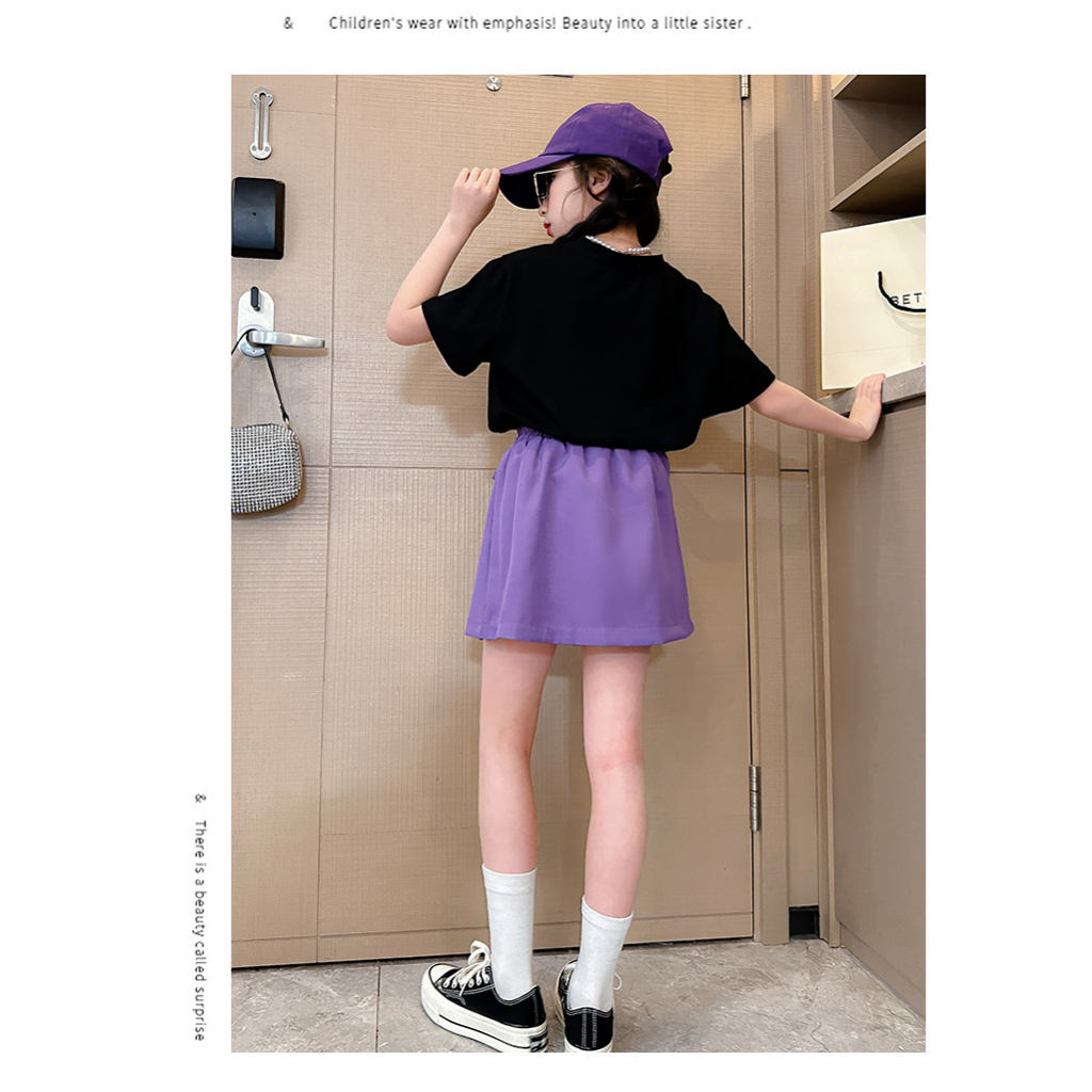 bộ thun bé gái áo thun ngắn tay và chân váy AGL1 size 130-170 20-45 kg thời trang trẻ em hàng quảng châu