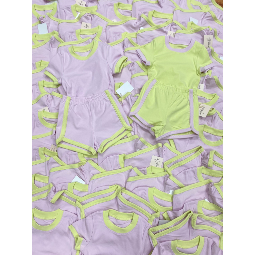 Set Bộ Thể Thao Mùa Hè Cho Bé Trai Và Bé Gái Màu Tím Phối Xanh Vải Thun Cotton CHo Bé 2 Đến 24 Tháng , 4 Đến 13kg