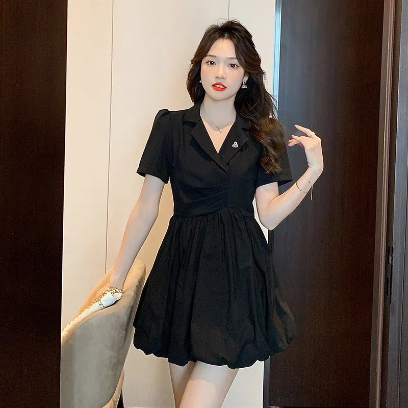 Váy thô cổ vest 2 Lớp có lót ngực