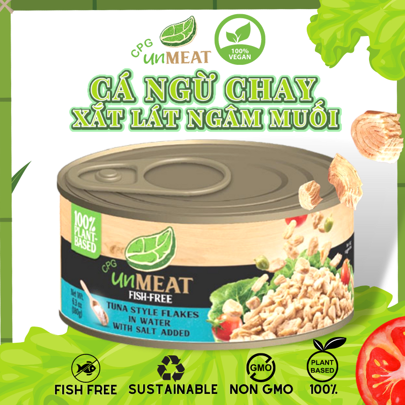 Cá ngừ chay ngâm dầu và cá ngừ chay sốt cay, cá ngừ chay ngâm muối Unmeat 180 gam- Nhập khẩu Philippines Cocori