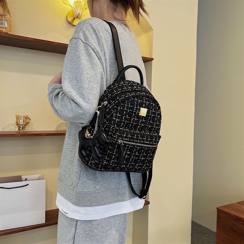 Balo mini, balo du lịch, balo dạ thời trang tặng kèm con chó thời trang hàn quốc mã CNV2