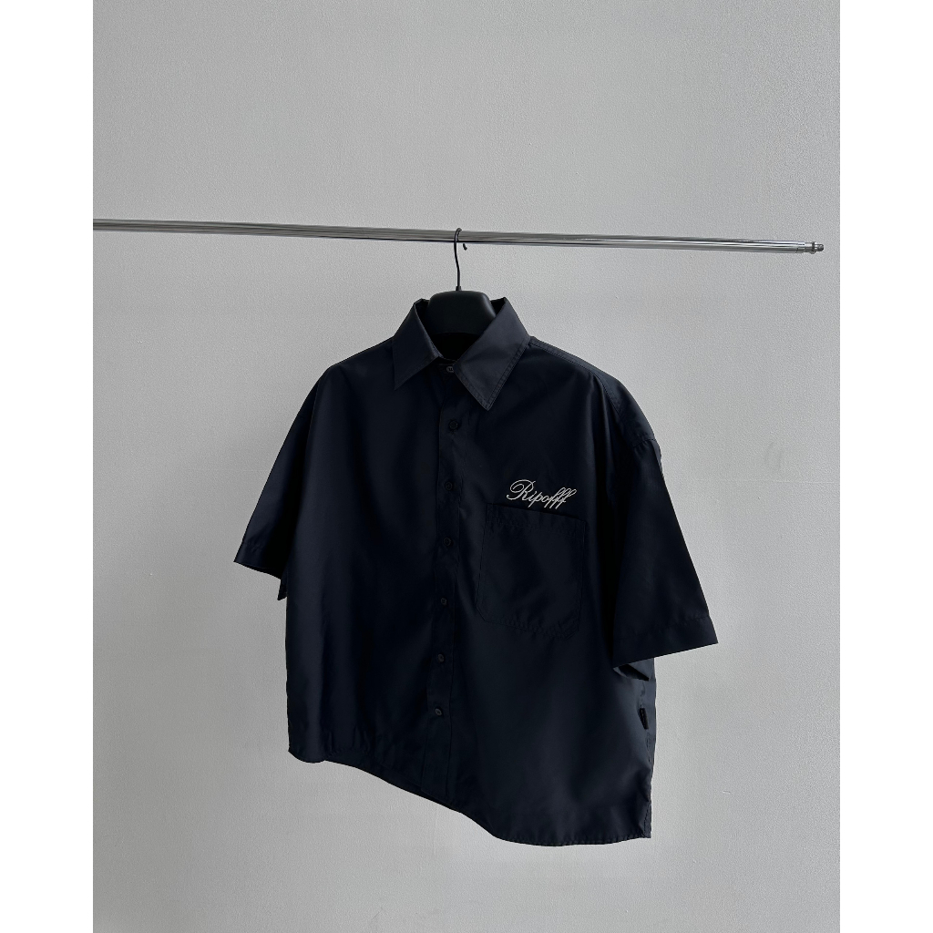 RIPOFFF Nylon Boxy-Crop Shirt - Black