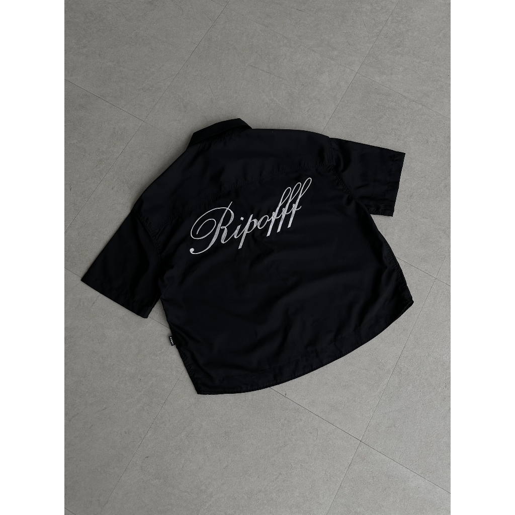 RIPOFFF Nylon Boxy-Crop Shirt - Black