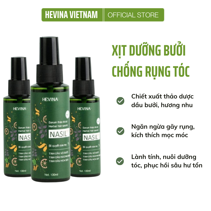 Xịt dưỡng tóc tinh dầu bưởi Nasil, ngăn rụng tóc, kích thích mọc tóc 100m - HEVINA