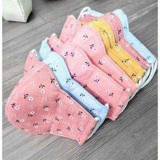Khẩu trang trẻ em hoa văn vải Linen / thô cotton 2 lớp