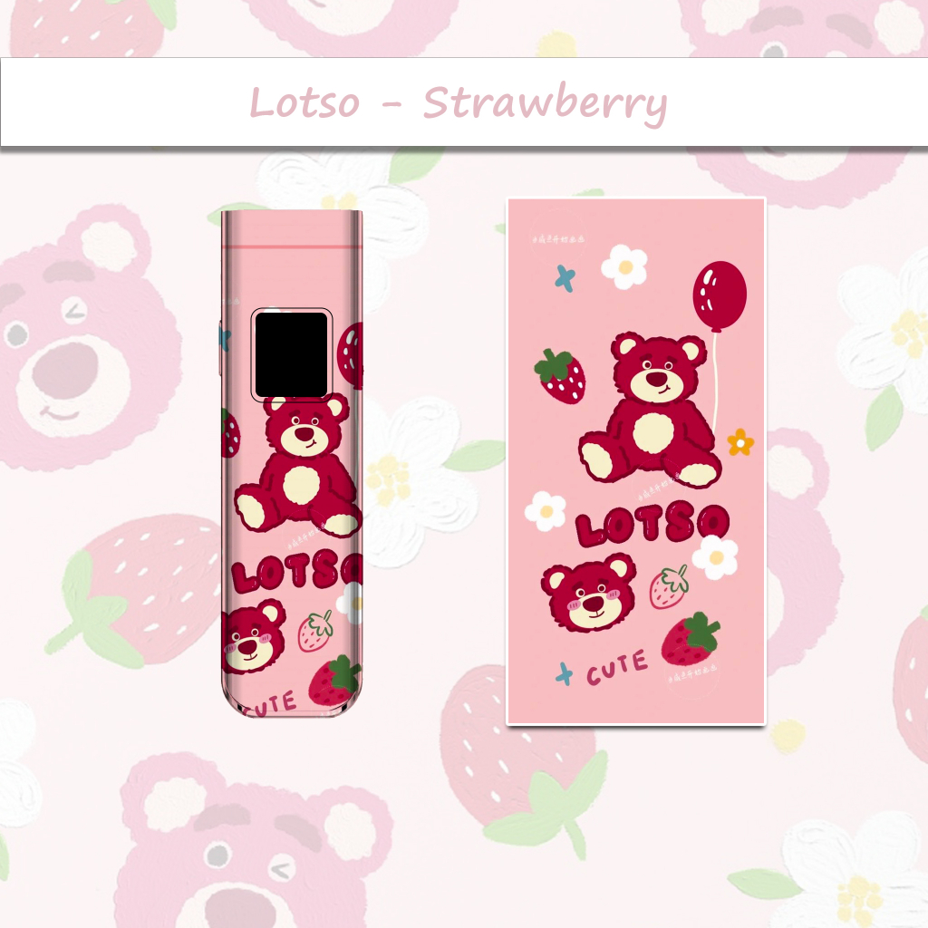 Miếng dán Skin Xlim Pro - Lotso Gấu Dâu phủ kim tuyến in hình tự chọn cho xlim v2/ Riil X