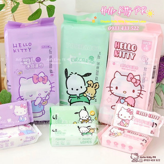 ☘️𝗡𝗘𝗪☘️ Khăn giấy ướt mini bỏ túi, cầm tay Hello Kitty - Pochacco