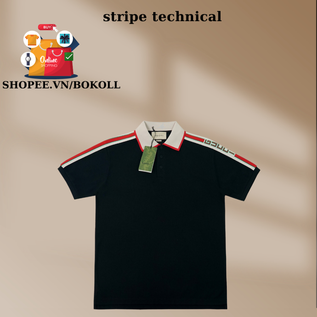 Áo polo stripe technical nam nữ form rộng vải cotton organic phong cach đường phố hàng quảng châu cao cấp best