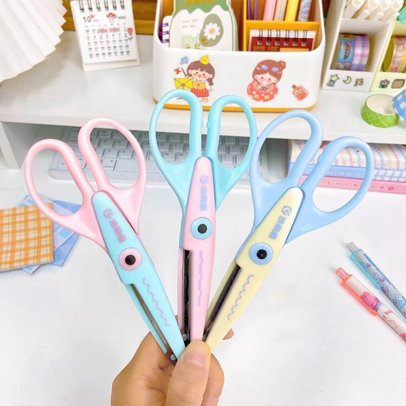 Kéo Cắt Giấy Đường Răng Cưa Tạo Sóng Tone Màu Pastel Xinh Xắn