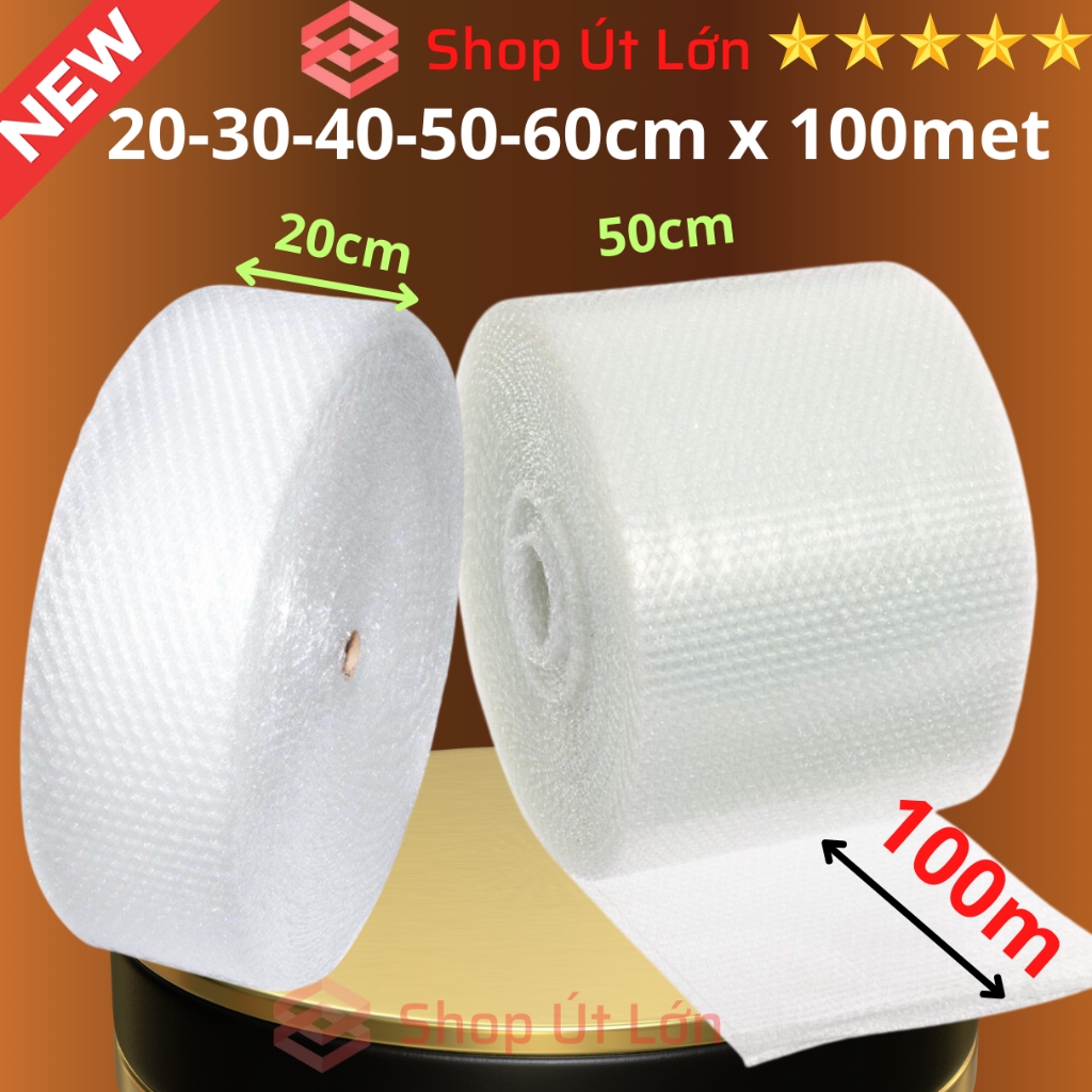 Cuộn xốp nổ bọc hàng, xốp hơi bọc hàng, bóng khi gói hàng, rộng 20-30-40-50-60cm dài 100m