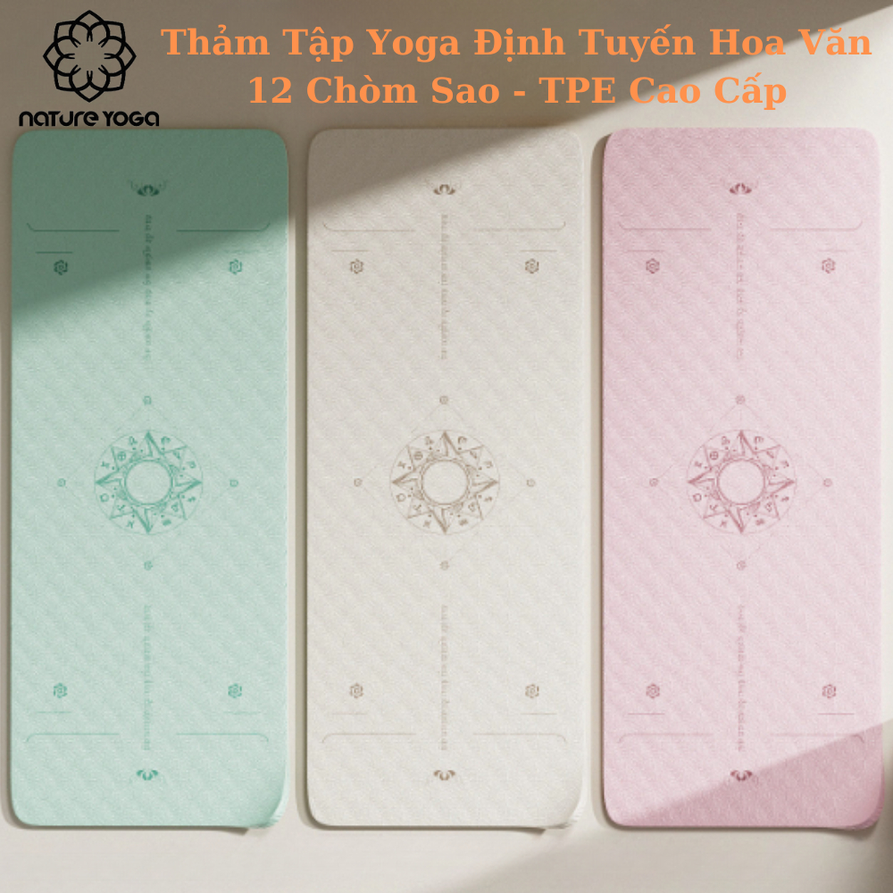 Thảm tập yoga định tuyến 12 chòm sao bám tốt, bền nhẹ 80x0.8 cm