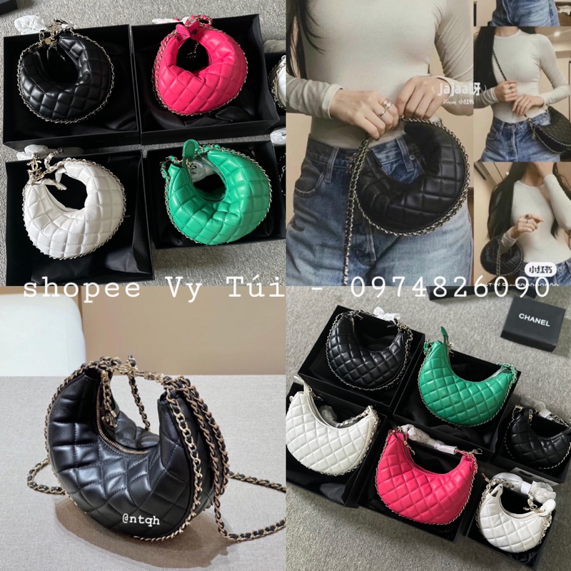 Cha…neeeel thuyền cuộn cong size 13cm -21cm trần trám da mềm full hộp