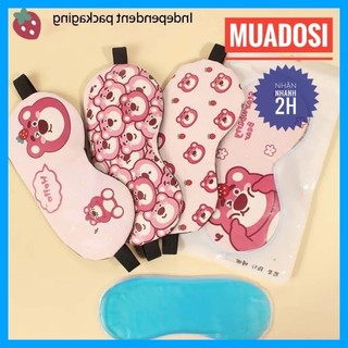 Miếng Che Mắt Bịt Mắt Khi Ngủ Kèm Túi Gel Hình Gấu Dâu Xinh Xắn