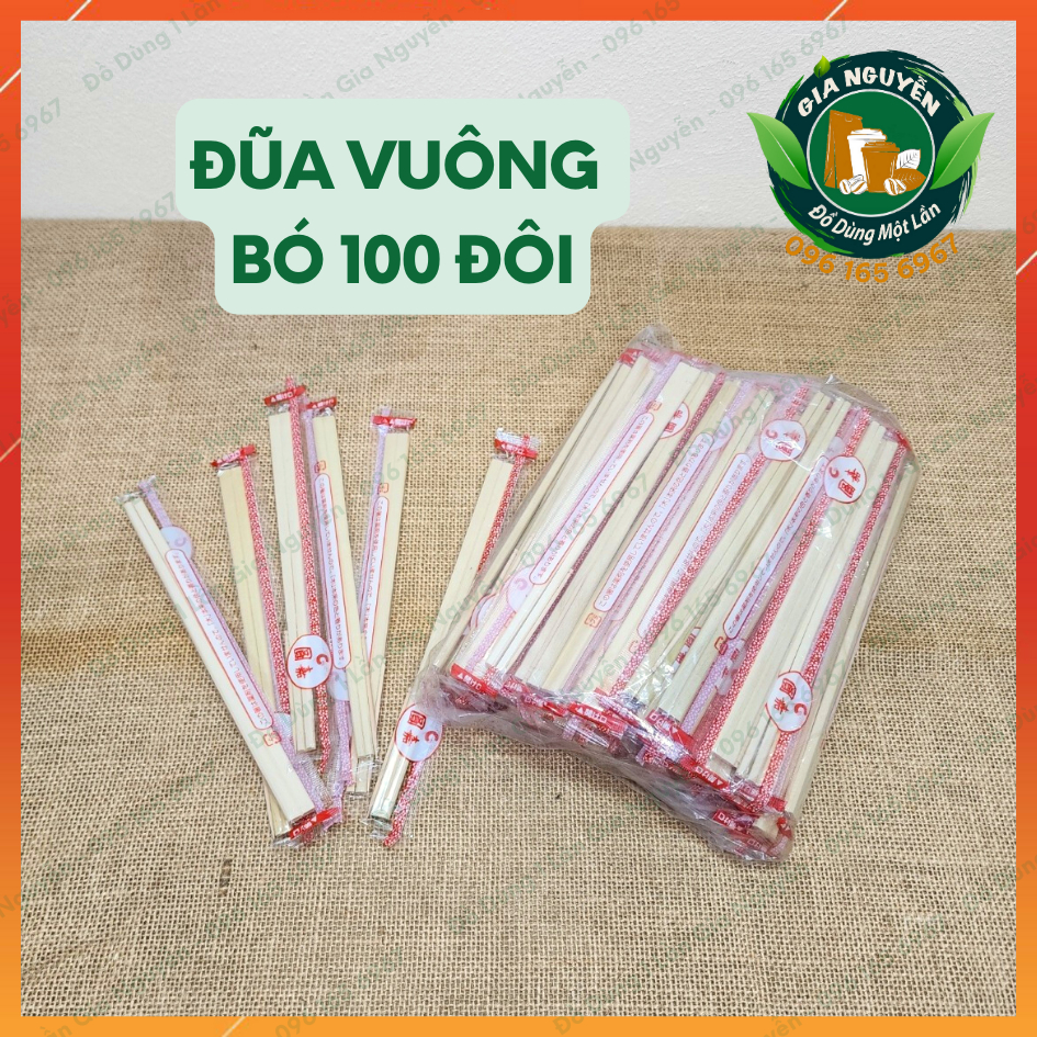 Combo 3 Bó  Đũa Vuông Kèm Tăm Dùng Một Lần Tiện Lợi Cho Quán Ăn, Quán Online, Buổi Tiệc, Sự Kiện