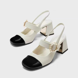 ORDER - Cnk mũi đen gót vuông 8cm 35-40