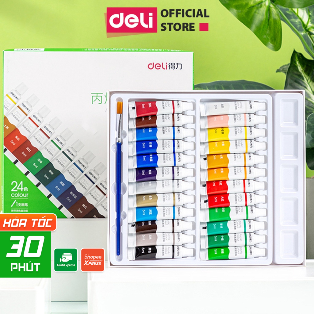 Màu Nước Acrylic Dạng Tuýp 5ml Kèm Cọ Khay Màu Tô Tượng Đất Sét Tự Khô Vẽ Giày Túi Tote Tô Tượng Đất Sét Tự Khô Finenolo