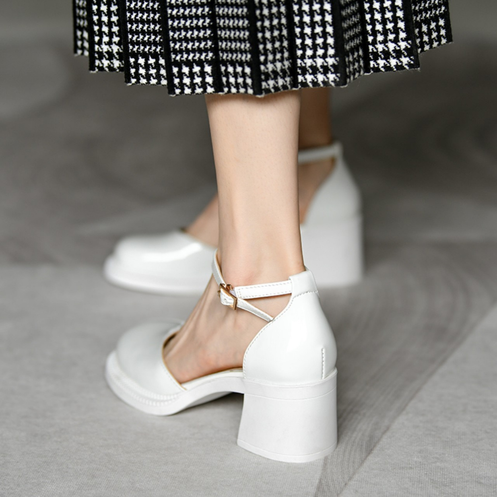 Giày tiểu thư nữ da mềm mũi tròn phong cách vitage sang chảnh K82