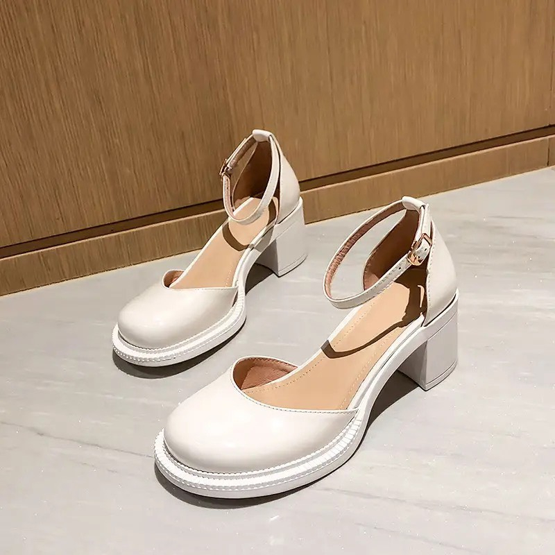 Giày tiểu thư nữ da mềm mũi tròn phong cách vitage sang chảnh K82