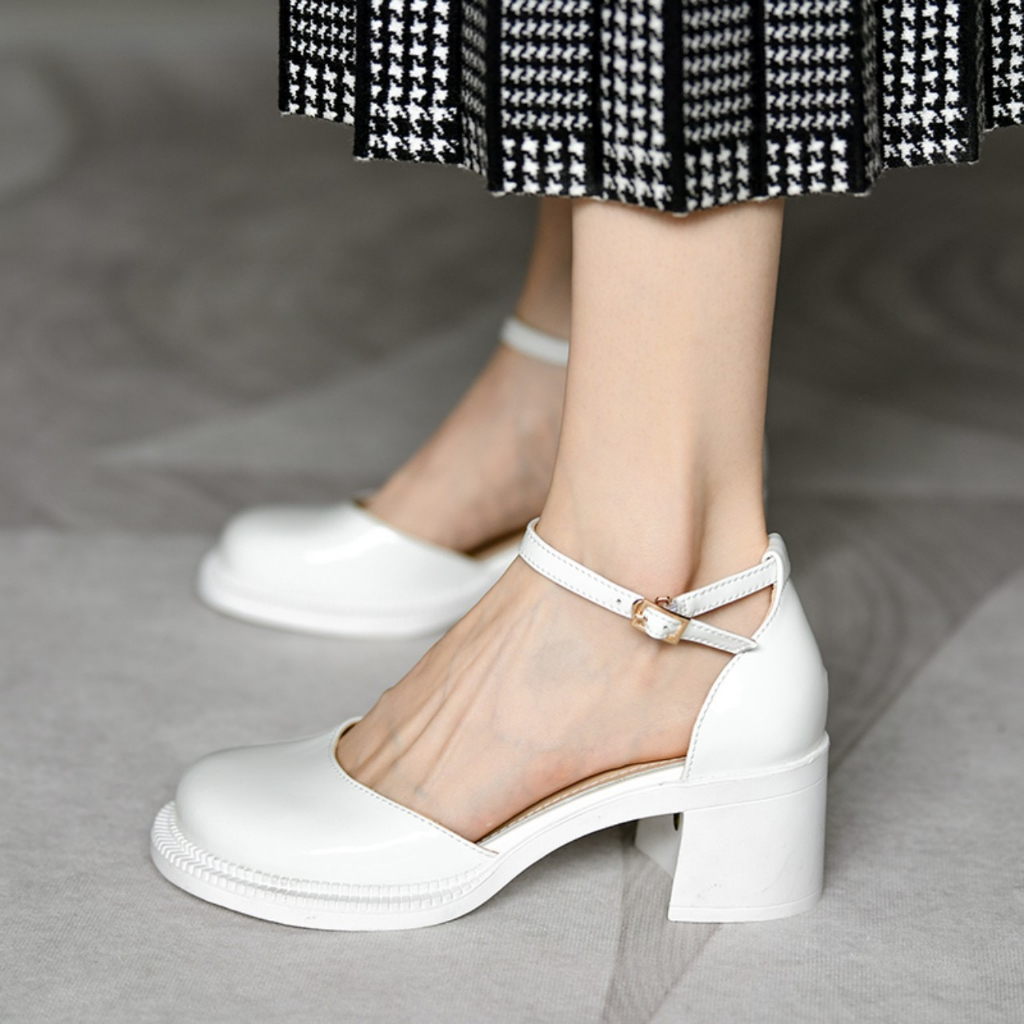 Giày tiểu thư nữ da mềm mũi tròn phong cách vitage sang chảnh K82