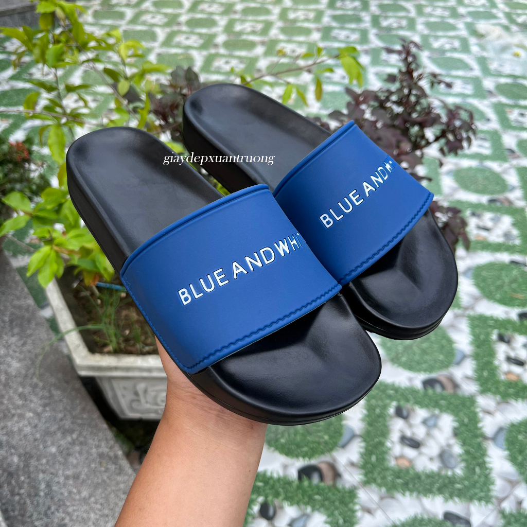 Dép ulzzang Nam Nữ phong cách Hàn Quốc - Dép Quai Ngang Blue And White