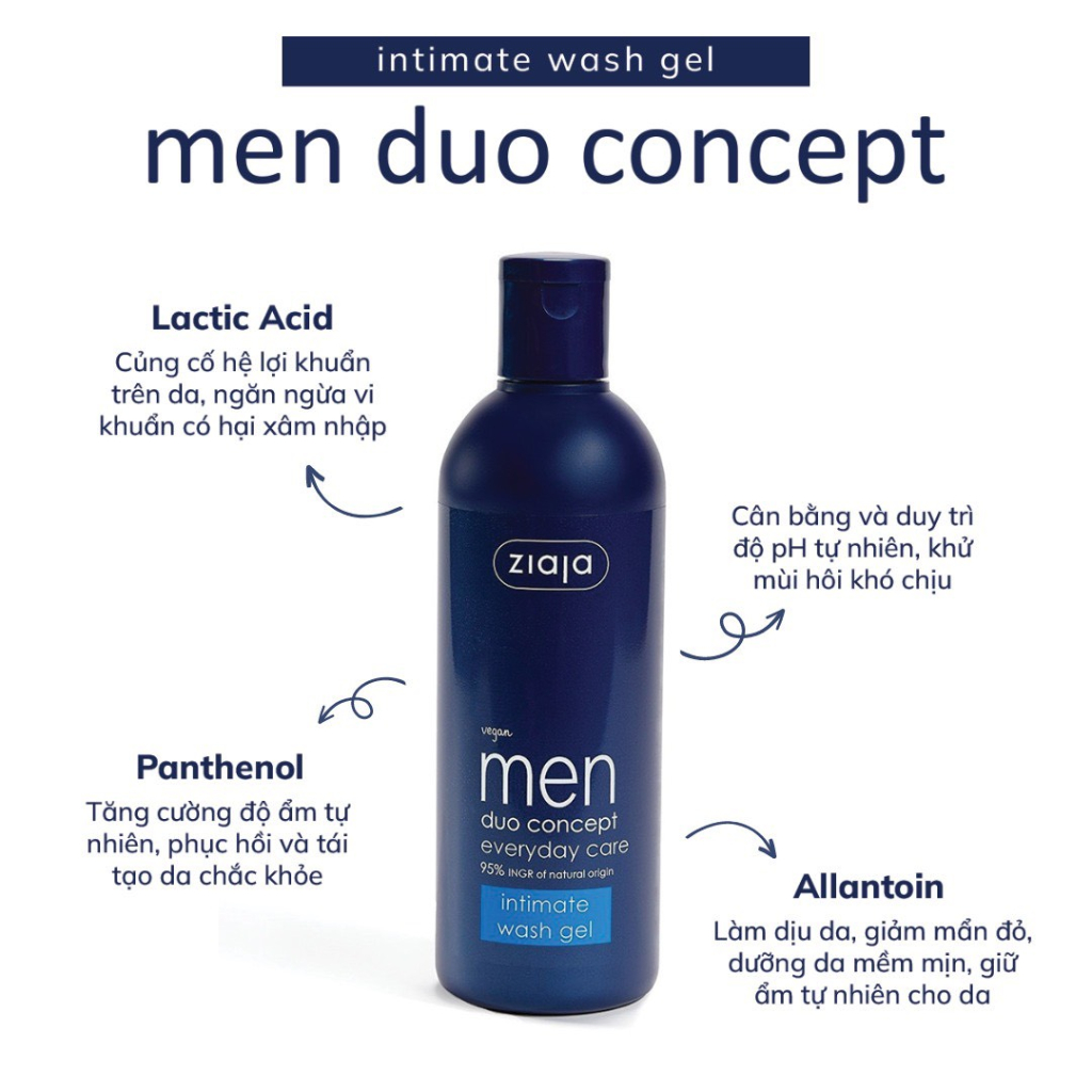 Bác Sĩ Cung Dung Dịch Vệ Sinh Cho Nam Ziaja Men Duo Concept Everyday Cảm Intimate Wash Gel - Dưỡng Ẩm, Khử Mùi Hôi
