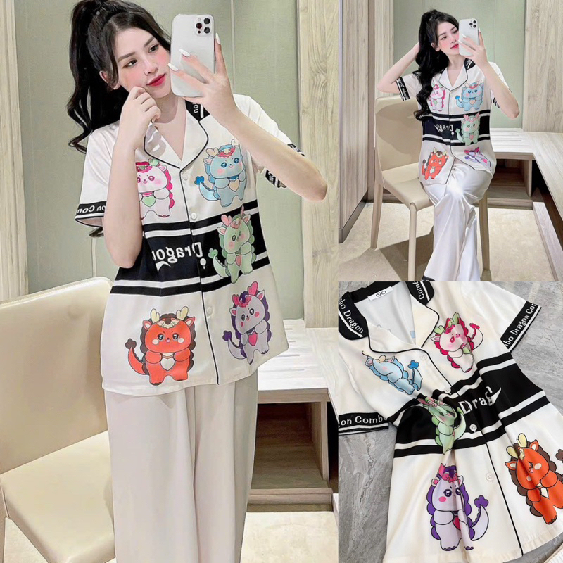 PYJAMA LỤA HOẠ TIẾT QUẢNG CHÂU CAO CẤP MÃ 2023-2407