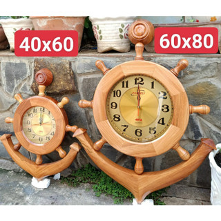 Đồng hồ treo tường mỏ neo gỗ gõ đỏ tự nhiên 100% hàng cao cấp 50cm - 60cm - 70cm - 80cm