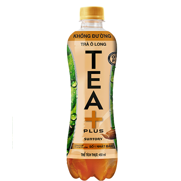 Thùng 24 chai trà ô long Tea Plus không đường 455ml