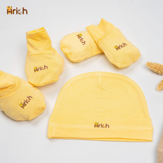 Newborn-Set bao tay bao chân vải sợi tre màu trơn Arich (CHỈ GỒM BAO TAY VÀ BAO CHÂN, K CÓ MŨ)