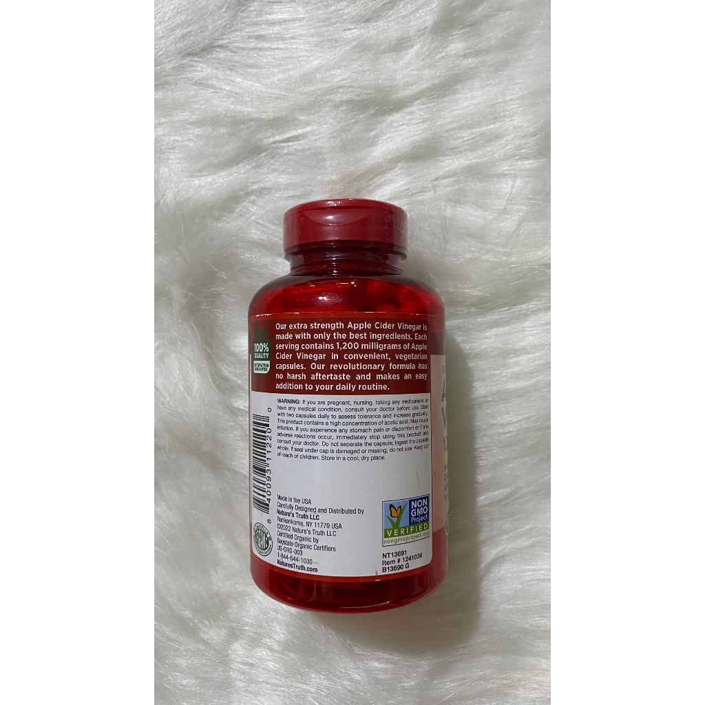 Viên uống giấm táo giảm cân Apple Cider Vinegar 1200mg Hộp 180 viên - DATE 08/25 - CHÍNH HÃNG MỸ