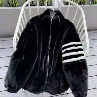 Áo Khoác Lông Nam Nữ Thom Browne zip Phối Tay 4 Lọc Kẻ Lót Gió 2 Lớp Dày Dặn Cao Cấp