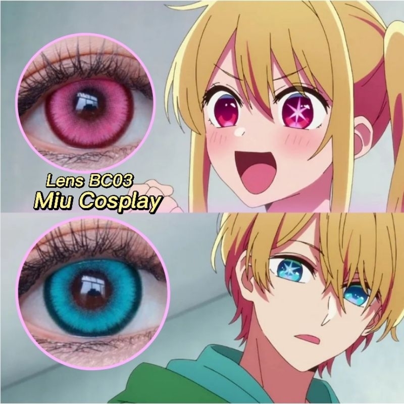 Lens cosplay Ruby/Aqua/Miku BC03 màu xanh, hồng xinh xắn - Kính áp tròng [Miu Cosplay]