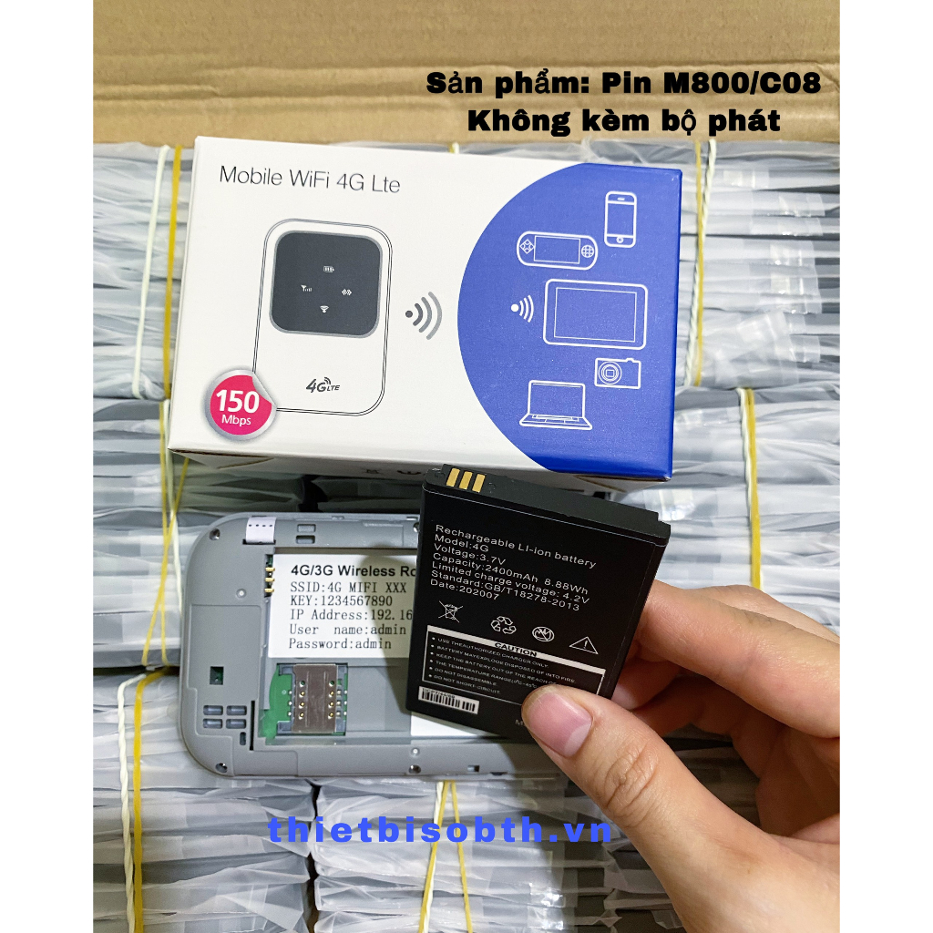 Pin Phụ Kiện Phát Wifi LTE A800/ A900/ M80/ M89/ M88/ M90/ M100Dung Lượng 2400mAh