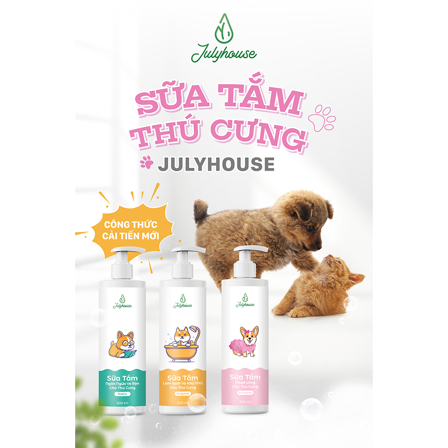 Sữa tắm cho chó mèo 150ml/500ml Julyhouse thơm mát khử mùi hôi