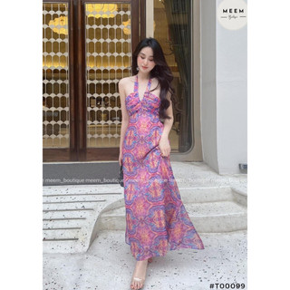 CỰC PHẨM ĐẦM MAXI CỘT NƠ CỔ CHẠY MOCKING THÂN SAU CÓ MÚT NGỰC ĐẸP XUẤT SẮC CỰC TÔN DA