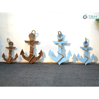 Mỏ neo trang trí cỡ lớn bằng gỗ quấn dây thừng đơn giản MONEO-01_TTTM