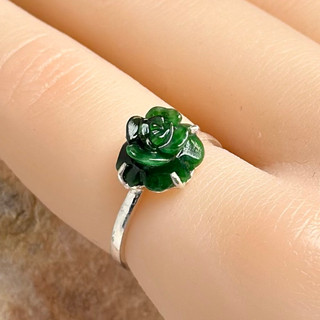 Nhẫn Free size Hoa Hồng Ngọc Jade Sơn Thủy tự nhiên