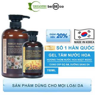 Sữa tắm nước hoa sáng da mờ tthâm thơm lâu chống lão hóa da giúp da mềm mịn căng bóng BEBECO AROMA FLORAL 750ml