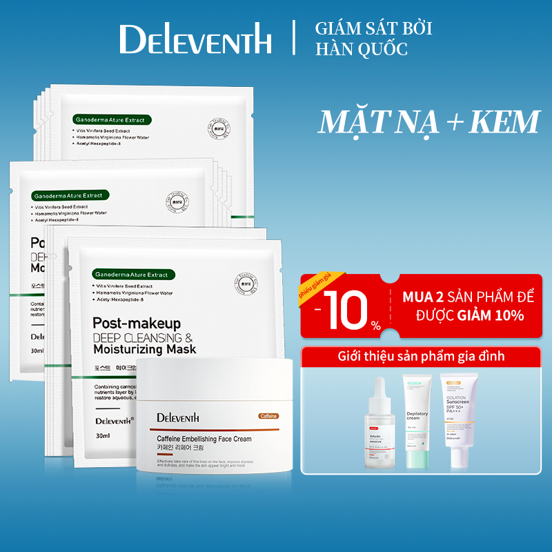 COMBO PHỤC HỒI: mặt nạ Post Make Up + kem dưỡng mặt Caffein
