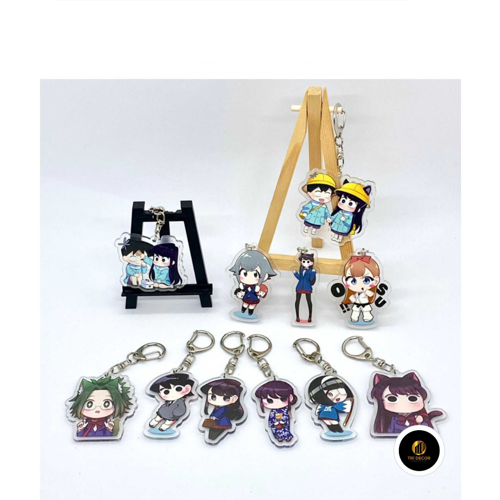 Móc Khóa Komi Nữ Thần Sợ Giao Tiếp Nhựa Acrylic Hai Mặt Hoạt Hình Dễ Thương