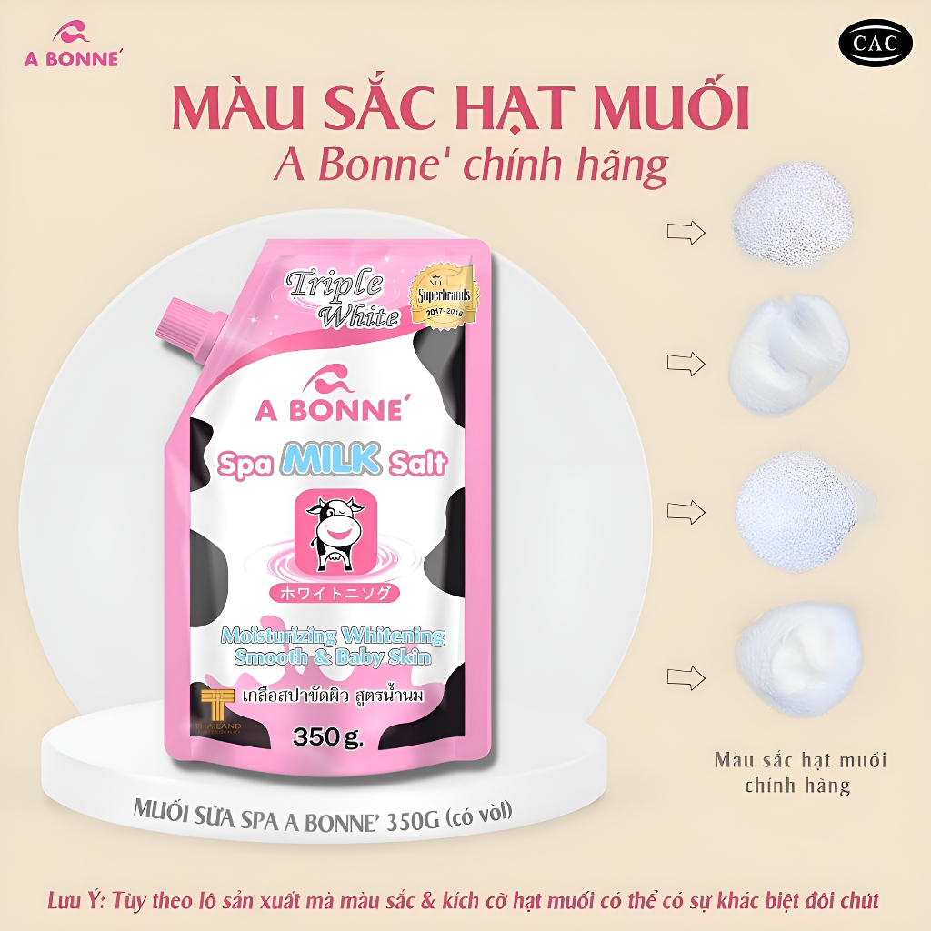 Muối Tắm Sữa Bò - Tẩy Tế Bào Da Chết Body Cơ Thể A Bonne Trắng Sáng Mềm Da Dưỡng Ẩm Spa Milk Salt Thái Lan 350gr