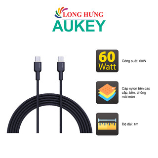 Cáp usb type-c to type-c aukey circlet cc 60w 1m cb-ncc1 - hàng chính hãng