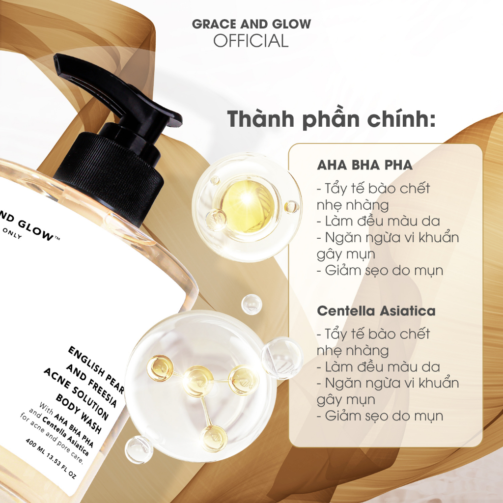 Sữa tắm nước hoa Grace & Glow English Pear and Freesia Anti Acne Solution NELISA COSMETICS 5921-02
