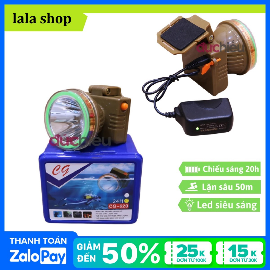 đèn pin đi lặn chống nước tuyệt đối , Đèn pin đội đầu siêu sáng chống nước với nhiều chế độ sáng tiện dụng